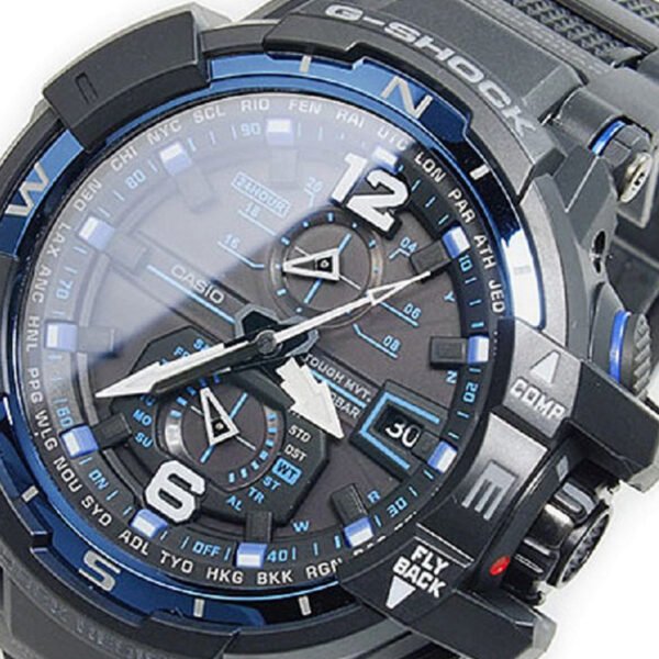 Sapphire Crystal Solar Powered Mens BlackBlue Analog GW-A1100FC-1A - Image 3