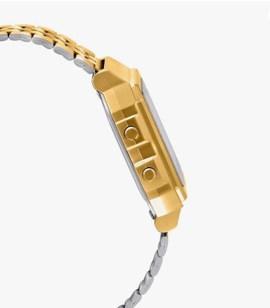 Vintage A500WGA-9DF Digital Multicolor Dial Unisex Watch Gold Metal Strap (D134) - Image 5