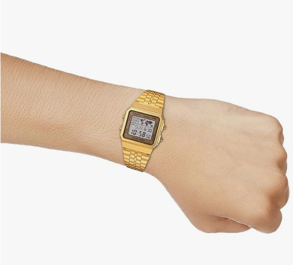 Vintage A500WGA-9DF Digital Multicolor Dial Unisex Watch Gold Metal Strap (D134) - Image 7