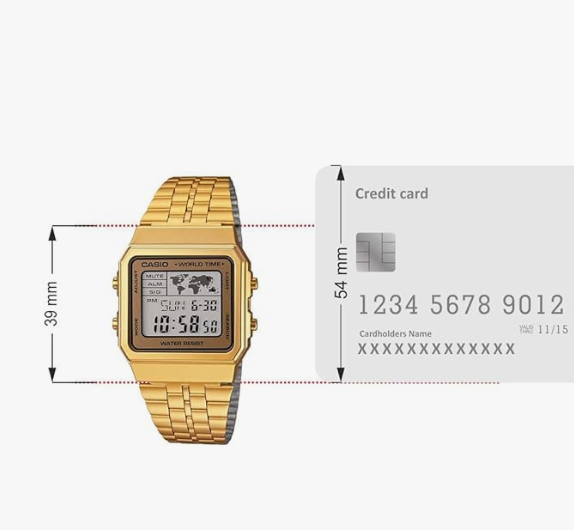Vintage A500WGA-9DF Digital Multicolor Dial Unisex Watch Gold Metal Strap (D134) - Image 8